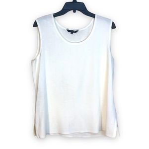 Exclusively Misook Women’s Tank Top White Sleeveless Knit Shell PL